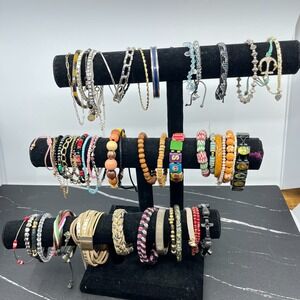 Bulk Wearable Jewelry Lot 53 Pcs Mixed Styles Bracelets Fashion Costume Jewelry